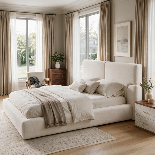 King platform bed frame padded - platform,